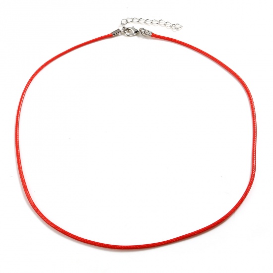 Image de Colliers de Corde Tressé en Cire Coréen + Polyester Rouge, 45cm Long, 20 Pièces