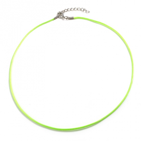 Image de Colliers de Corde Tressé en Cire Coréen + Polyester Vert Fluorescent, 45cm Long, 20 Pièces