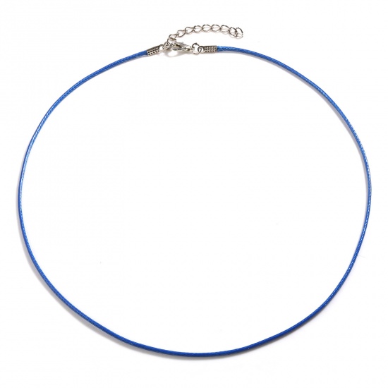 Image de Colliers de Corde Tressé en Cire Coréen + Polyester Bleu, 45cm Long, 20 Pièces