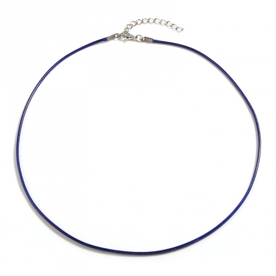Image de Colliers de Corde Tressé en Cire Coréen + Polyester Bleu Foncé, 45cm Long, 20 Pièces