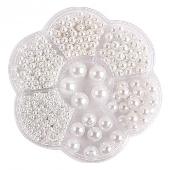 Bild von ABS Plastik Perlen Weiß Rund Imitat Perle 10.2cm x 10.2cm, 1 Box