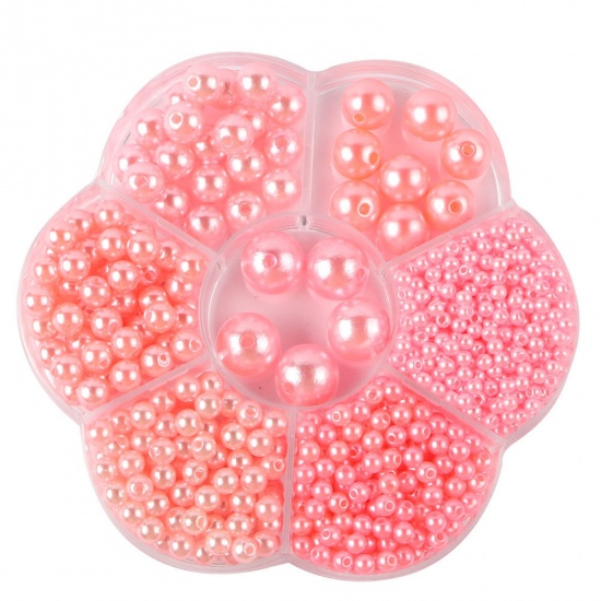 Bild von ABS Plastik Perlen Rosa Rund Imitat Perle 10.2cm x 10.2cm, 1 Box