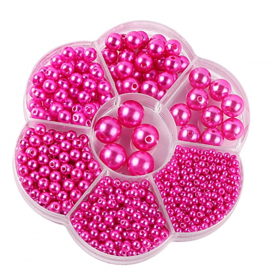 Bild von ABS Plastik Perlen Fuchsie Rund Imitat Perle 10.2cm x 10.2cm, 1 Box