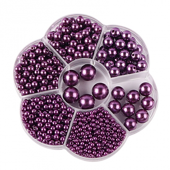 Bild von ABS Plastik Perlen Violett Rund Imitat Perle 10.2cm x 10.2cm, 1 Box