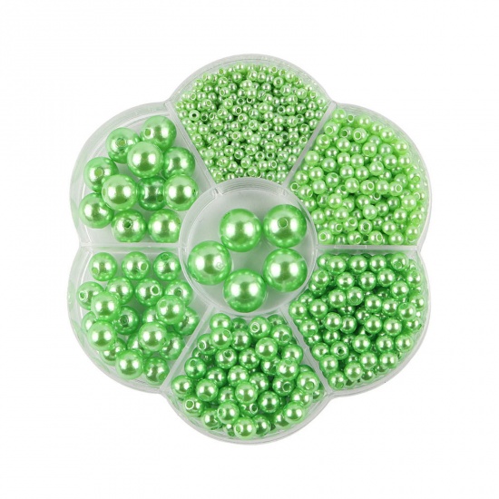 Bild von ABS Plastik Perlen Grün Rund Imitat Perle 10.2cm x 10.2cm, 1 Box