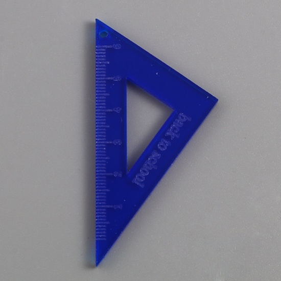 Picture of Acrylic College Jewelry Pendants Ruler Royal Blue Triangle 4.2cm x 3.1cm, 5 PCs