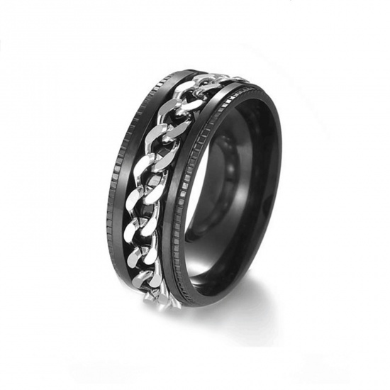 Bild von Edelstahl Uneinstellbar Ring Silberfarbe Umdrehbar 16.5mm（US Größe:6), 1 Stück