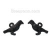 Picture of Zinc Based Alloy Halloween 3D Charms Crow Bird Black Enamel 16mm( 5/8") x 10mm( 3/8"), 10 PCs