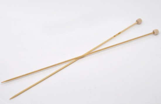 Изображение (US1 2.25мм) Бамбук одно-остроконечные Спицы & Крючки Естественный цвет 23см длина, 1 Комплект ( 2 шт/уп)