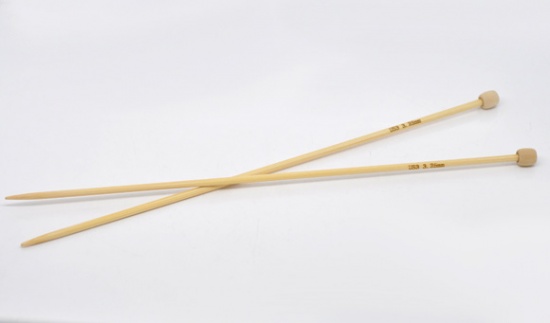 Picture of (US3 3.25mm) Bamboo Single Pointed Knitting Needles Natural 23cm(9") long, 1 Set ( 2 PCs/Set)