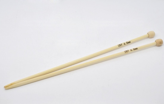 Picture of (US7 4.5mm) Bamboo Single Pointed Knitting Needles Natural 23cm(9") long, 1 Set ( 2 PCs/Set)