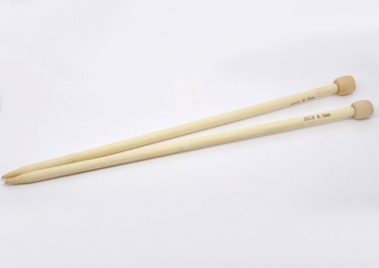 Picture of (US13 9.0mm) Bamboo Single Pointed Knitting Needles Natural 34cm(13 3/8") long, 1 Set ( 2 PCs/Set)