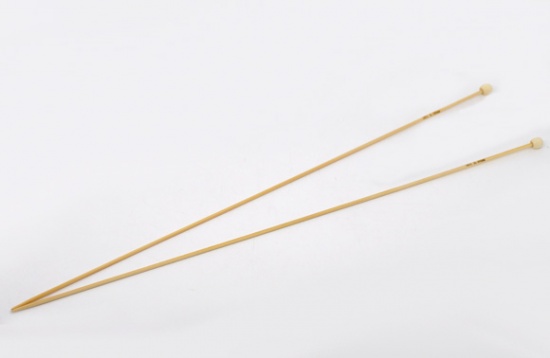 Picture of (US1 2.25mm) Bamboo Single Pointed Knitting Needles Natural 34cm(13 3/8") long, 1 Set ( 2 PCs/Set)