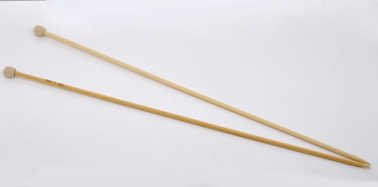 Picture of (US6 4.0mm) Bamboo Single Pointed Knitting Needles Natural 34cm(13 3/8") long, 1 Set ( 2 PCs/Set)