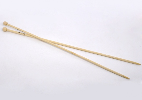 Picture of (US7 4.5mm) Bamboo Single Pointed Knitting Needles Natural 34cm(13 3/8") long, 1 Set ( 2 PCs/Set)