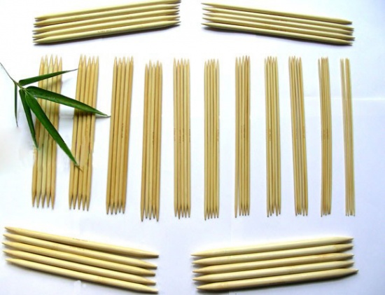 Bild von (US15-0 10.0mm-2.0mm) Bambus Stricknadel mit Doppelte Öse Naturfarben 20cm lang, 1 Set ( 75 Stück/Set)