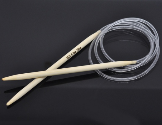 Picture of (US10 6.0mm) Bamboo Circular Knitting Needles Natural 100cm(39 3/8") long, 1 Pair