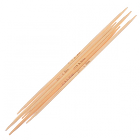 Bild von (UK10 3.25mm) Bambus Stricknadel mit Doppelte Öse Naturfarben 15cm lang, 1 Set ( 5 Stück/Set)