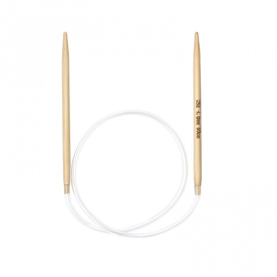 Picture of (US6 4.0mm) Bamboo Circular Knitting Needles Natural 50cm(19 5/8") long, 1 Pair