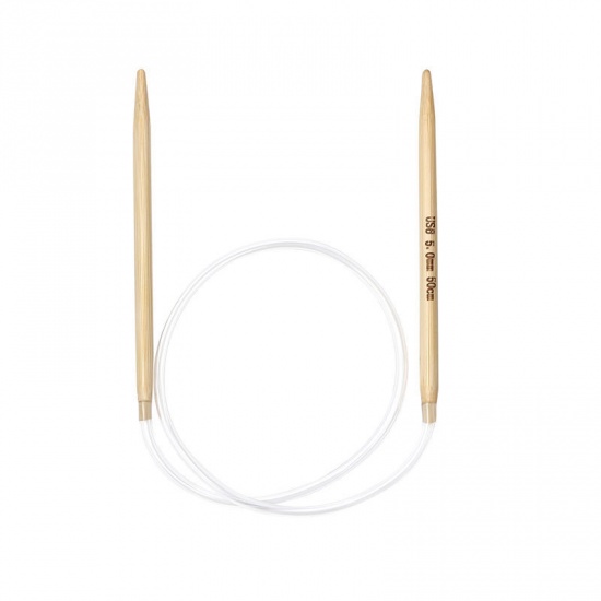 Picture of (US8 5.0mm) Bamboo Circular Knitting Needles Natural 50cm(19 5/8") long, 1 Pair