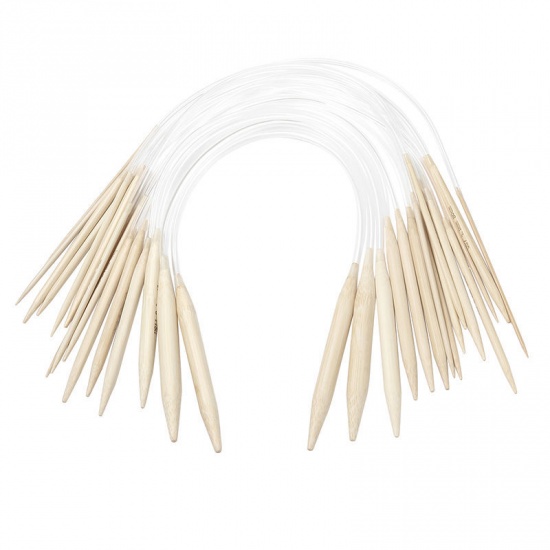 Picture of (US15-0 10.0mm-2.0mm) Bamboo Circular Knitting Needles Natural 50cm(19 5/8") long, 1 Set ( 15 PCs/Set)
