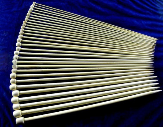 Picture of (US15-0 10.0mm-2.0mm) Bamboo Single Pointed Knitting Needles Natural 33cm(13") - 34cm(13 3/8") long, 1 Set ( 30 PCs/Set)