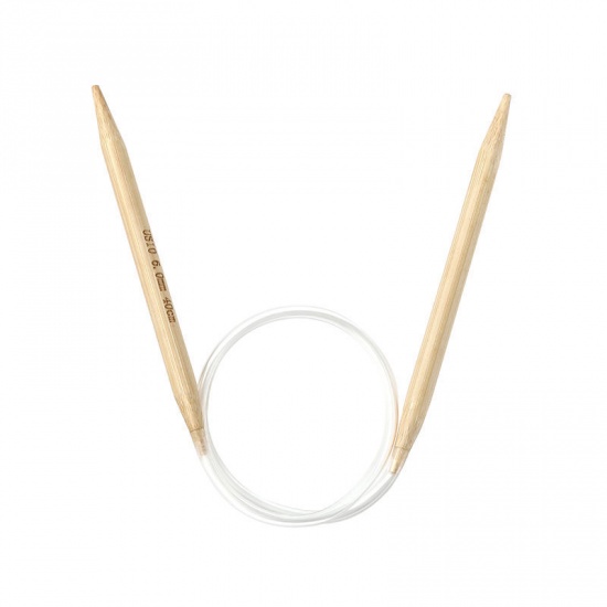 Picture of (US10 6.0mm) Bamboo Circular Knitting Needles Natural 40cm(15 6/8") long, 1 Piece
