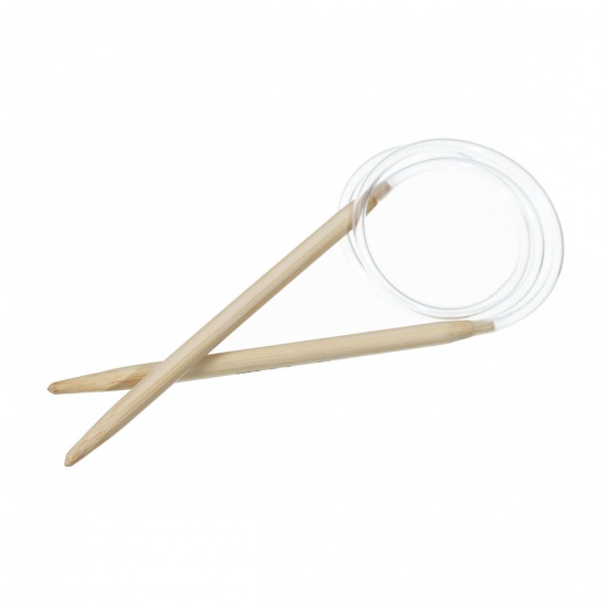 Picture of (US8 5.0mm) Bamboo Circular Knitting Needles Natural 40cm(15 6/8") long, 1 Piece