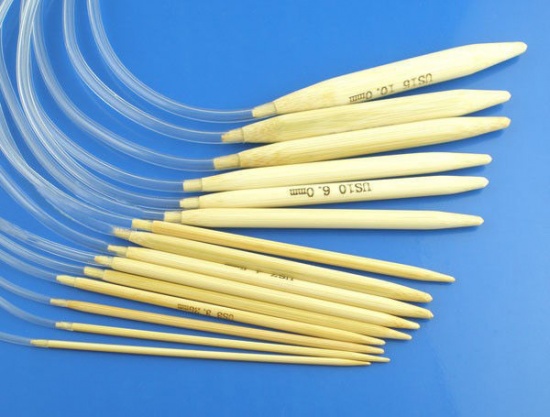 Picture of (US15-0 10.0mm-2.0mm) Bamboo Circular Knitting Needles Natural 40cm(15 6/8") long, 1 Set ( 15 PCs/Set)