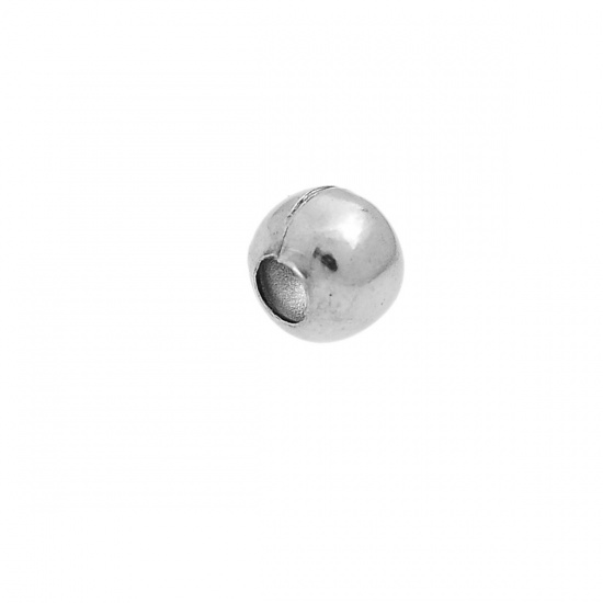 Bild von 304 Edelstahl Zwischenperlen Spacer Perlen Rund Silberfarbe ca. 4mm D., Loch:ca. 1.3mm, 100 Stücke