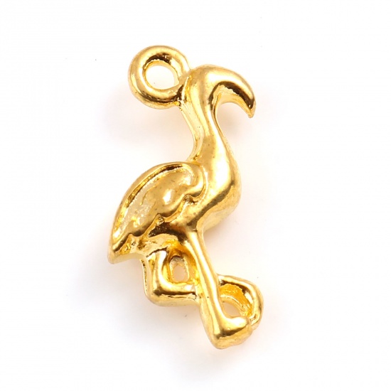 Picture of Zinc Based Alloy Charms Flamingo Gold Plated 17mm x 10mm, 10 PCs