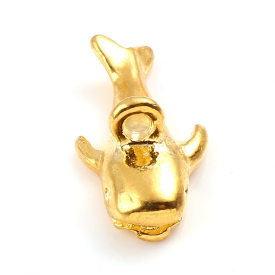 Picture of Zinc Based Alloy Ocean Jewelry Charms Fish Animal Gold Plated 15mm x 6mm, 10 PCs