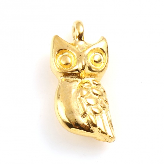 Picture of Zinc Based Alloy Charms Owl Animal Gold Plated 16mm x 7mm, 10 PCs