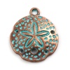 Picture of Zinc Based Alloy Ocean Jewelry Charms Sand Dollar Antique Copper Green Patina 25mm x 21mm, 10 PCs