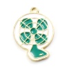 Picture of Zinc Based Alloy Charms Electric Fan Gold Plated White & Green Enamel 26mm x 18mm, 5 PCs
