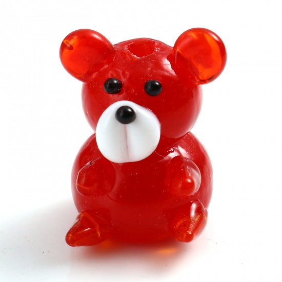 Bild von Muranoglas Perlen Maus Rot ca 20mm x 16mm - 19mm x 15mm, Loch:ca. 2.4mm, 2 Stück
