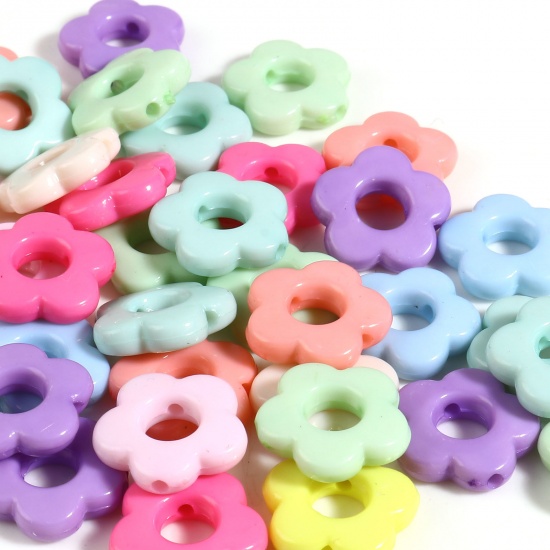 Bild von Acryl Perlen Blumen Zufällig Mix ca. 14.5mm x 14mm, Loch:ca. 1.6mm, 300 Stück