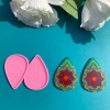Picture of Silicone Resin Mold For Jewelry Making Pendant Earrings Drop Flower Pink 7cm x 5.3cm, 1 Piece