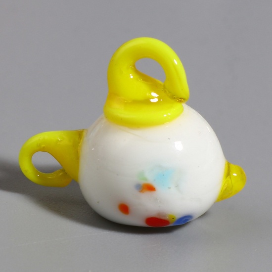 Bild von Muranoglas Perlen Teekanne Gelb ca 18mm x 15mm, Loch:ca. 2.6mm, 10 Stück