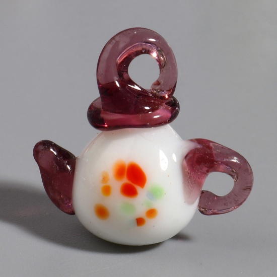 Bild von Muranoglas Perlen Teekanne Dunkelviolett ca 18mm x 15mm, Loch:ca. 2.6mm, 10 Stück