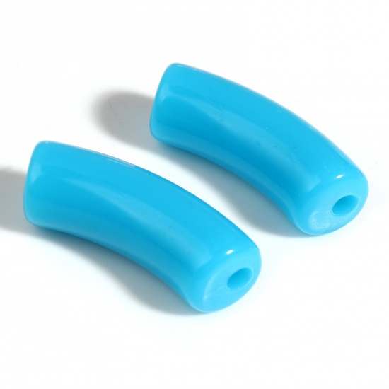 Picture of Acrylic Beads Blue About 3.4cm x 1.3cm, Hole: Approx 1.1mm, 20 PCs