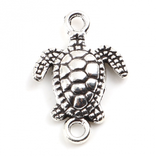 Picture of Zinc Based Alloy Ocean Jewelry Connectors Sea Turtle Animal Antique Silver Color 21mm x 14mm, 50 PCs