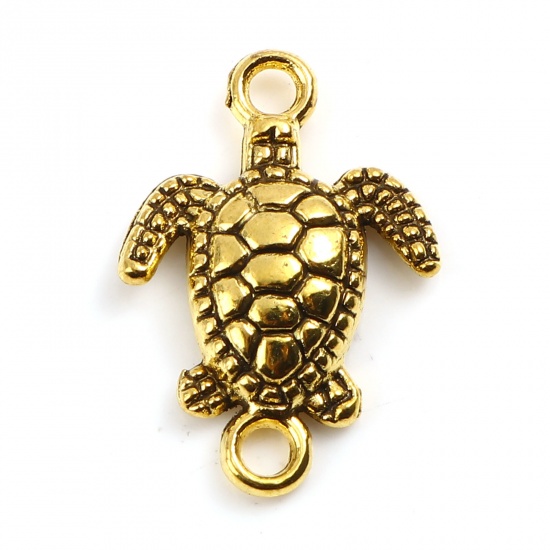 Picture of Zinc Based Alloy Ocean Jewelry Connectors Sea Turtle Animal Gold Tone Antique Gold 21mm x 14mm, 50 PCs