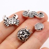 Picture of Zinc Based Alloy Ocean Jewelry Spacer Beads Antique Silver Color 3D About 20mm x 10mm - 9mm x 8mm, Hole: Approx 2.2mm-1mm, 1 Set