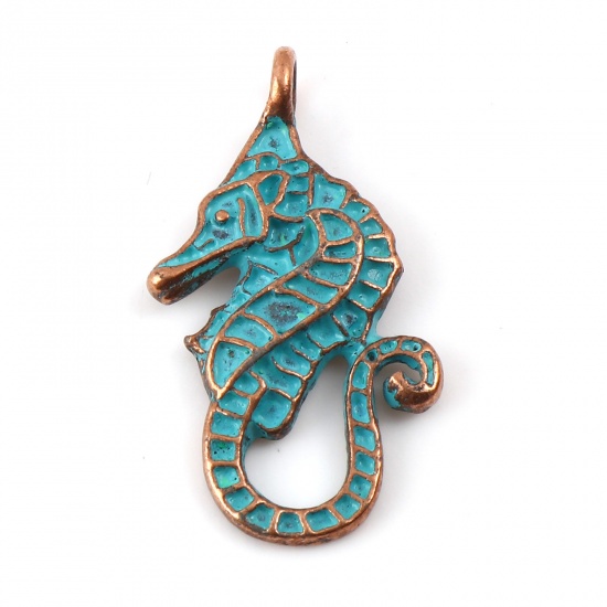 Picture of Zinc Based Alloy Ocean Jewelry Charms Seahorse Animal Bronzed Patina 28mm x 16mm, 10 PCs