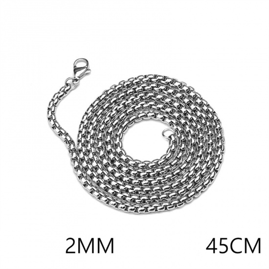 Bild von 201 Edelstahl Venezianerkette Halskette Silberfarbe 45cm lang, Kettengröße: 2mm, 1 Strang