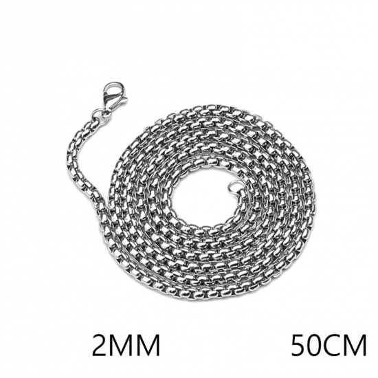 Bild von 201 Edelstahl Venezianerkette Halskette Silberfarbe 50cm lang, Kettengröße: 2mm, 1 Strang