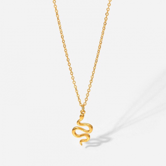 Picture of Stainless Steel Necklace 18K Gold Plated Snake Animal 40cm(15 6/8") long, 1 Piece