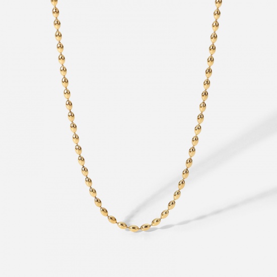 Picture of Stainless Steel Ball Chain Findings Necklace 14K Gold Plated 41.5cm(16 3/8") long, 1 Piece