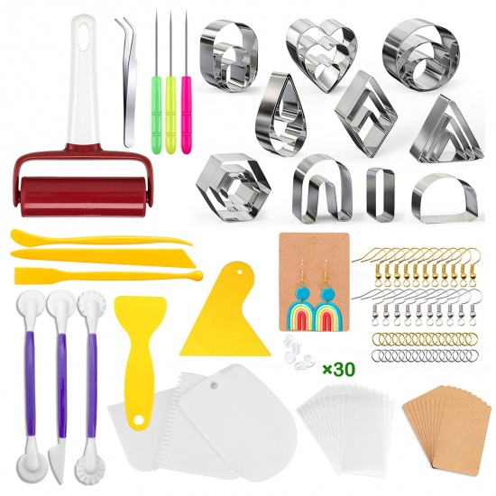 Image de Kit d'Outiles d'Accessoires Matériels pour DIY Pendentifs Boucles d'Oreilles en Acier Inoxydable Multicolore 22cm x 18cm, 1 Kit